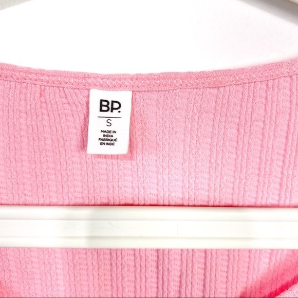 BP. Scoop Neck Long Sleeve Crop Henley In Pink Candy Size Small S - Picture 2 of 8